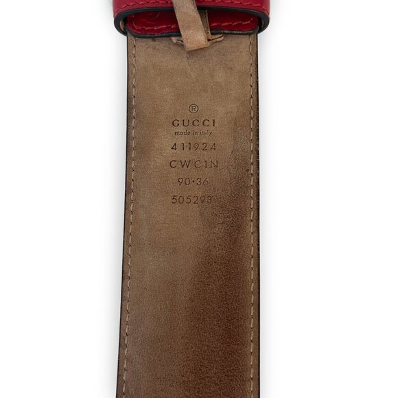 Red Unisex Gucci Belt w/Interlocking G\'s Size 85 main image 3